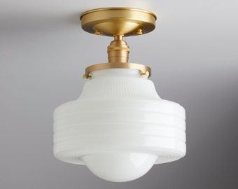 Mid Century modern - Semi flush - Light fixture - Brass ceiling Lighting