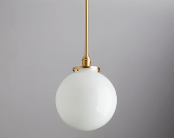 10" milk glass - Pendant Lighting - kitchen Globe Fixture - Island Chandelier