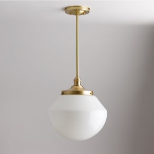 Tapered White Schoolhouse Light Fixture Flush Mount hand-blown glass Down Rod Pendant Mid-Century Modern zdjęcie 1