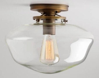 12" clear schoolhouse flush mount light fixture