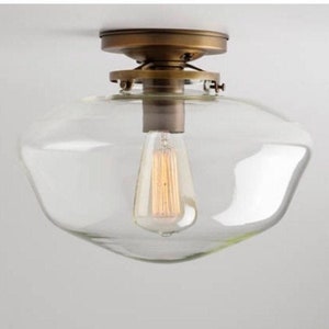 12" clear schoolhouse flush mount light fixture