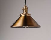 Spun Brass Metal Shade Vintage Industrial Pendant Light 10 quot kitchen lighting hanging fixture