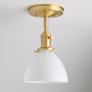 6&quot; White Dome Shade Flush Mount or Semi-Flush Mount Ceiling Light Fixture  **hand blown glass made in the USA**