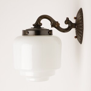 Mid-Century Modern - Wall Sconce - Indoor or Outdoor - White Glass Shade - MCM Glass