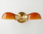 Modern bathroom fixture - Amber glass - Wall lighting - wall sconce
