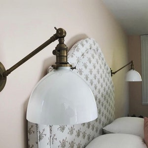 Sconce Lighting with White/Milk Glass Dome Shade Adjustable Arm Fixture image 6