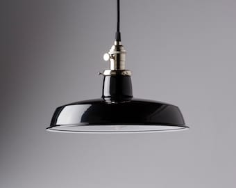 Benjiman Pendant Light Fixture 12" Black Vintage Industrial  Shade