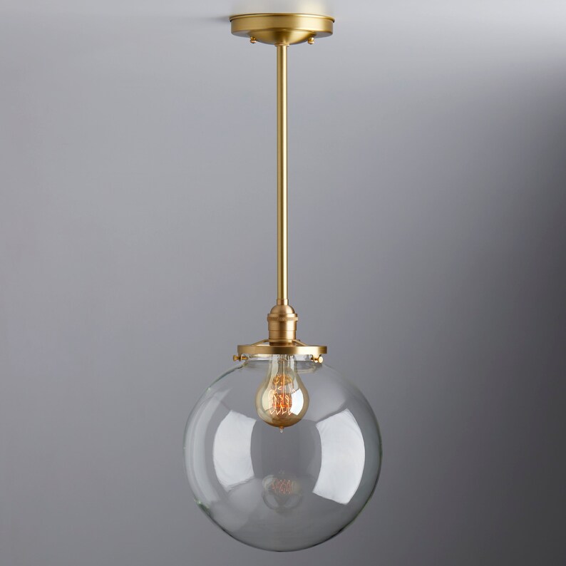 10 Clear Glass Globe Pendant/Downrod Light Fixture Etsy