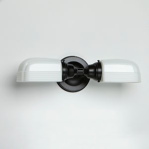 Kitchen Light Bathroom Fixture Wall Sconce with white Art Deco White Glass Shades handblown glass made in the USA image 2