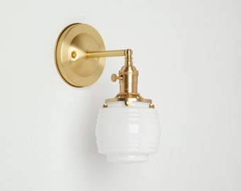 Farmhouse lighting - brass wall sconce - jelly jar - vanity fixture