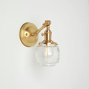 Adjustable wall sconce lighting Vanity light fixture Clear Jelly jar shade image 1