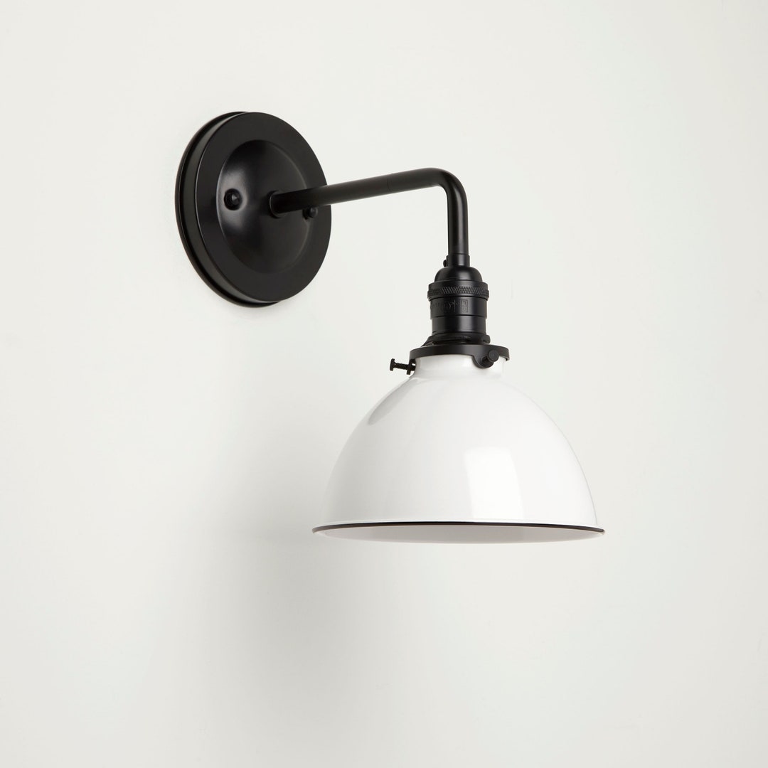 Industrial Wall Sconce Matte Black Wall Sconce Lighting 7 Metal Dome ...