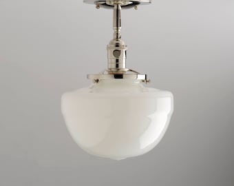8" White Acorn Shade Semi Flush Mount or Flush Mount Light Fixture