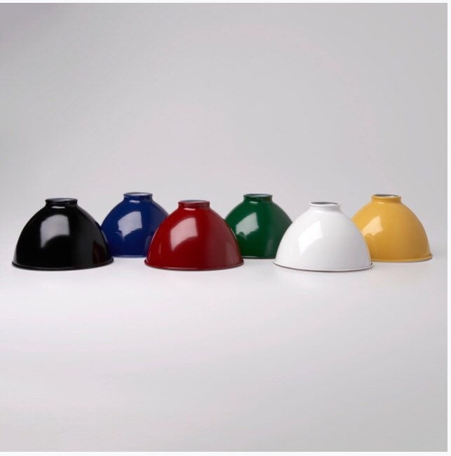 Red Vintage Industrial Porcelain Enamel Dome Shade Pendant Etsy