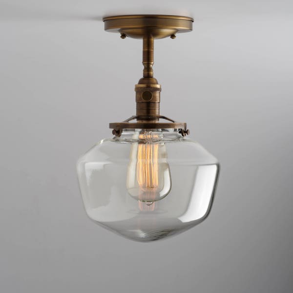 Clear Glass Schoolhouse Shade Etsy