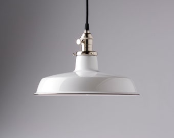 Benjiman Pendant Light Fixture 12" White Vintage Industrial  Shade