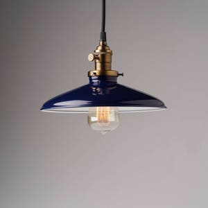 10" Pendant Light Fixture Blue Vintage- Style Industrial Metal Shade