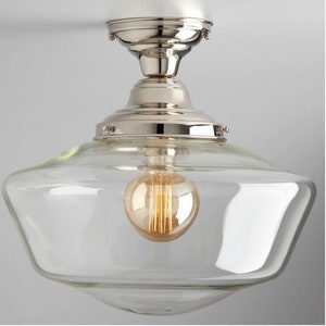 16 Schoolhouse Style Lighting Fixture Clear Glass U.S. Handblown Glass image 1