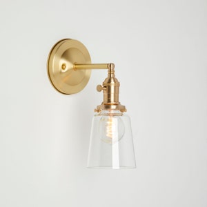 Wall Sconce Lighting with Clear Hand Blown Glass Shade