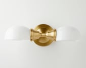 Kitchen Light Bathroom Fixture Wall Sconce with white Glass Shades