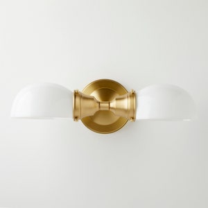 Kitchen Light Bathroom Fixture Wall Sconce with white Glass Shades image 1