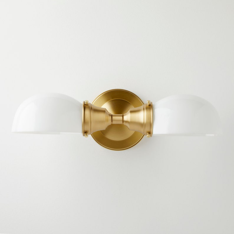 Kitchen Light Bathroom Fixture Wall Sconce with white Glass Shades image 1