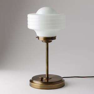 Desk Lamp Hand Blown Glass Brass Lighting Table Lamp Art Deco Light Dimmable Mid-Century Modern Design image 1
