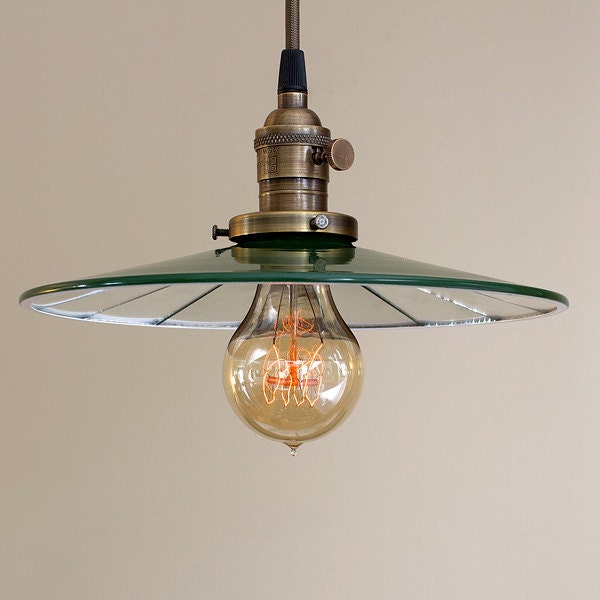 Pendant Light Fixture Mirrored Green Vintage- Style Industrial Metal Shade