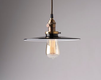 10" Industrial Pendant Light Fixture with Black Flat Metal Shade