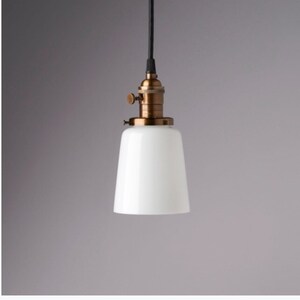 White Glass Hand Blown Hanging Pendant Light Fixture