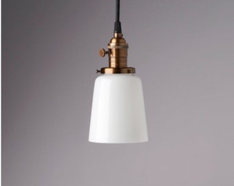 White Glass Hand Blown Hanging Pendant Light Fixture