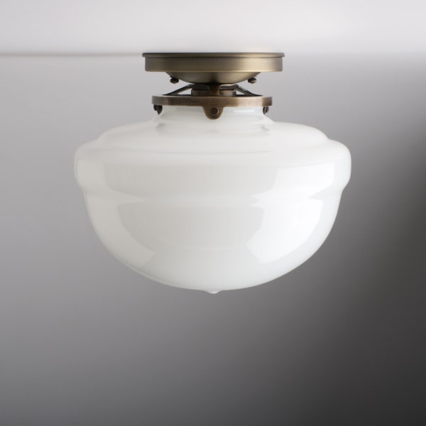 10" White/Milk GlassSchoolhouse Acorn Shade Flush Mount Light Fixture