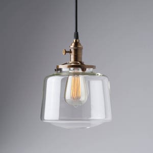 SchoolHouse Pendant Fixture Globe Clear Glass Drum Pendant light