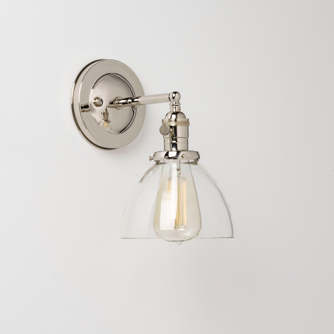 Wall Sconce Lighting With Clear Glass Dome Shade Etsy
