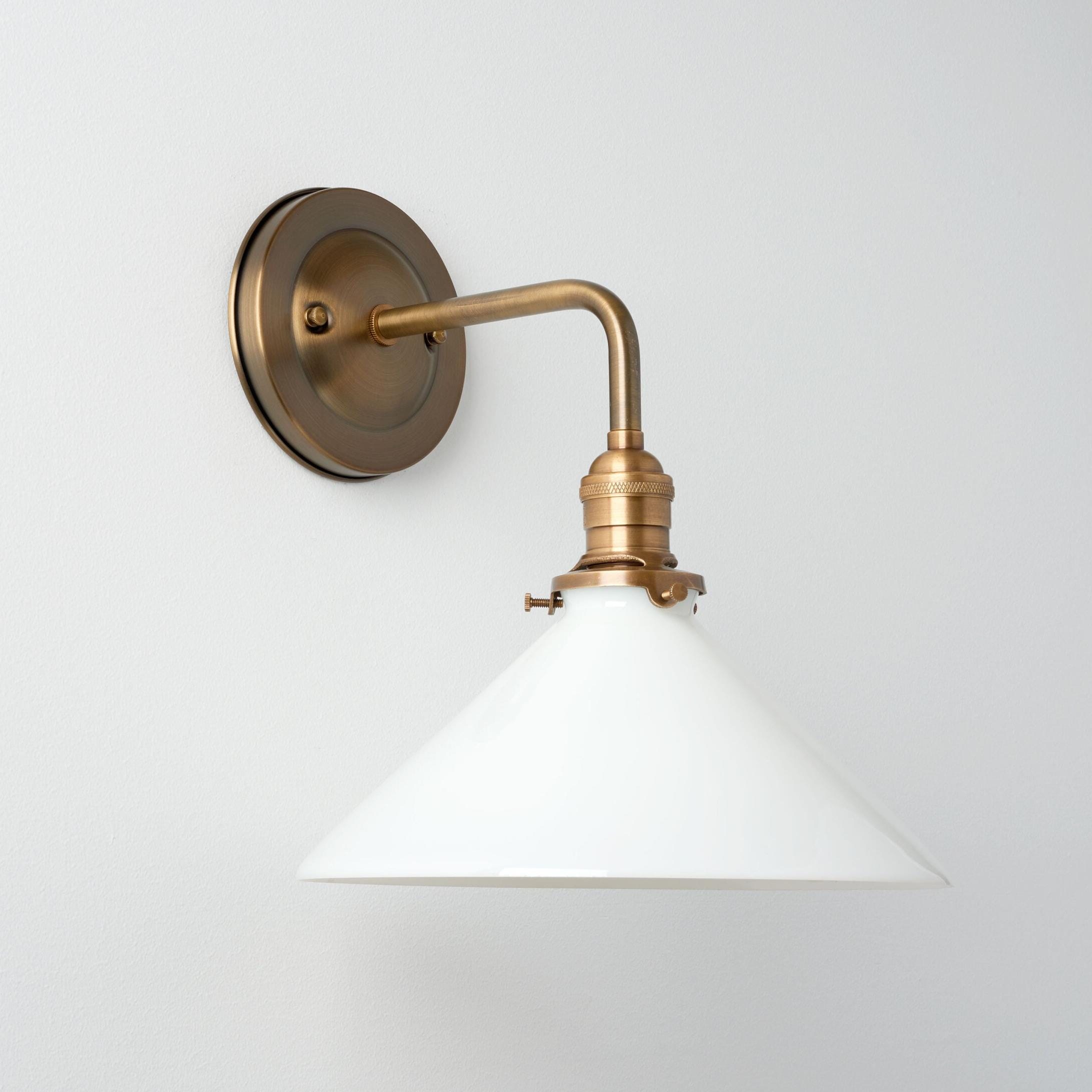 Classic Farmhouse wall sconce - White Cone glass shade - Kitchen lighting - Decorative Lighting Fixture - Farmhouse