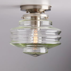 Art Deco - Modern - Handblown White or Clear Glass - Flush Mount Ceiling Light Fixture