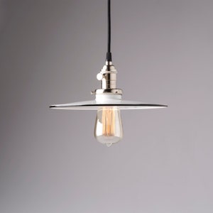 10" Industrial Pendant Light Fixture with White Flat Metal Shade