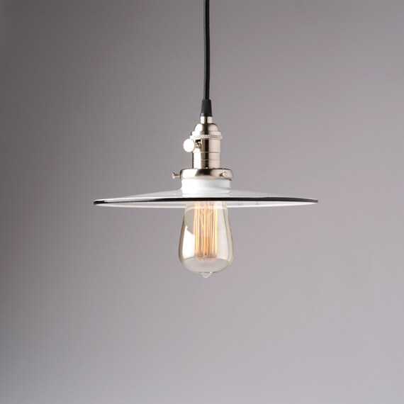 10 Industrial Pendant Light Fixture With Flat Metal Image 0