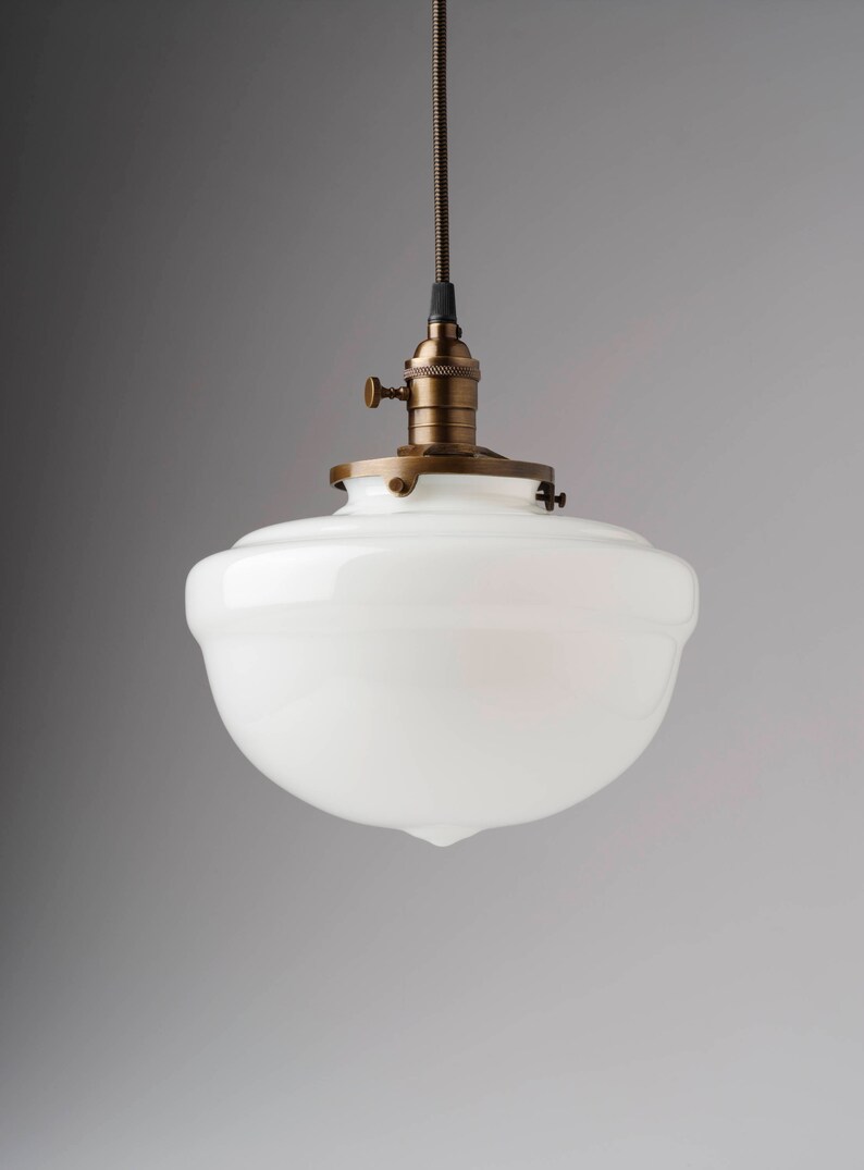 Schoolhouse Pendant Light Fixture 10 Acorn Style Glass Image 0