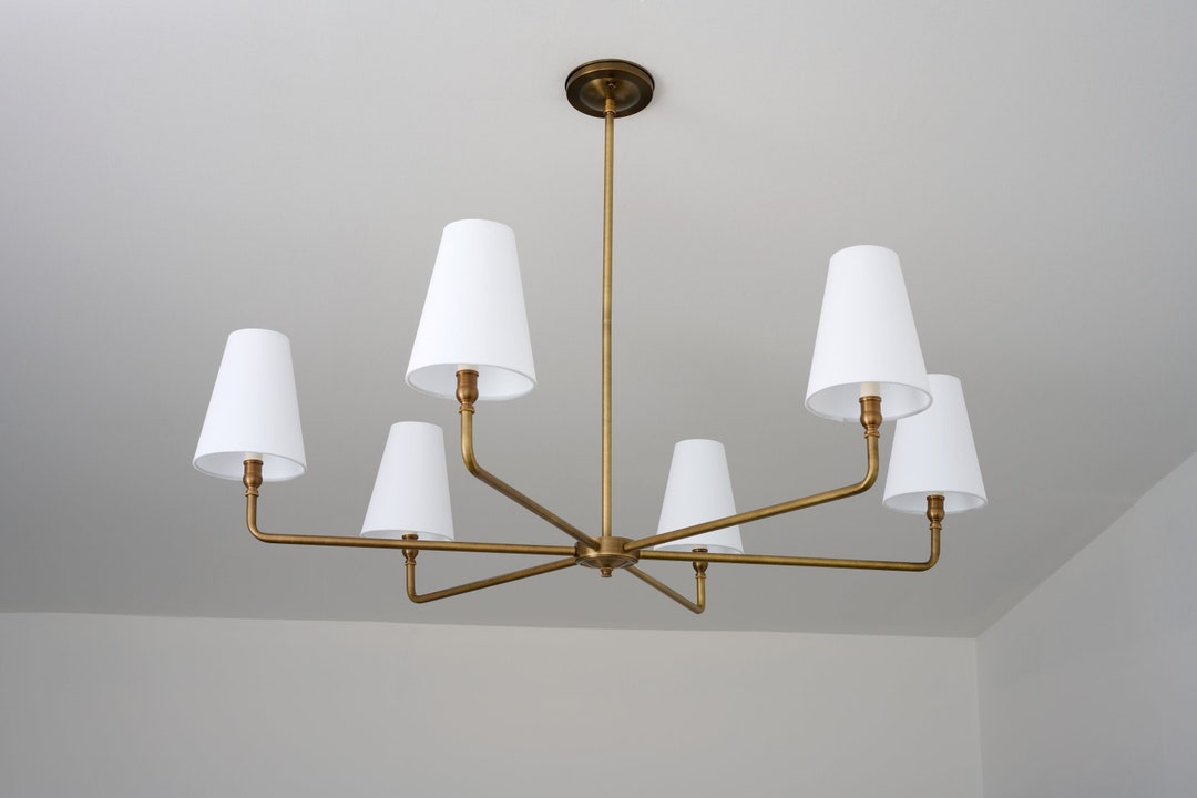 Candlestick Fabric Shade Chandelier Entry Way Lighting Dining Room