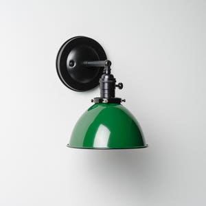 Wall Sconce Lighting with Green Metal Dome Shade