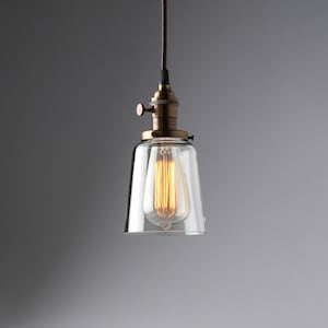 Clear Glass Hand Blown Hanging Pendant Light Fixture image 1