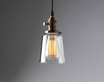 Clear Glass Hand Blown Hanging Pendant Light Fixture