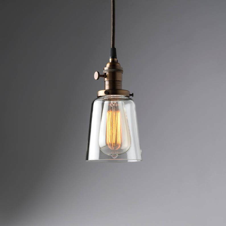 Clear Glass Hand Blown Hanging Pendant Light Fixture image 1