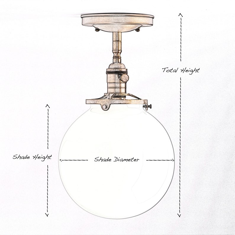 Large Art Deco Fixture Schoolhouse Light Mid Century Lighting Hanging Pendant image 3