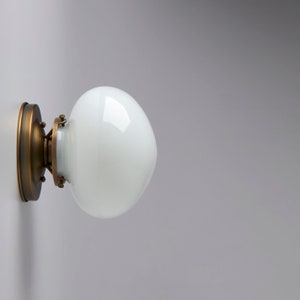 Wall Sconce -- Small Rounded White/Opal Glass -- Hand Blown Glass -- Light Fixture -- Made in the USA