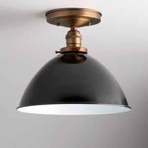 10&quot; Black Metal Dome Semi-Flush Mount Light Fixture vintage style