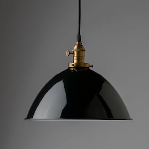 12&quot; Black Metal Dome Pendant Light Fixture vintage style