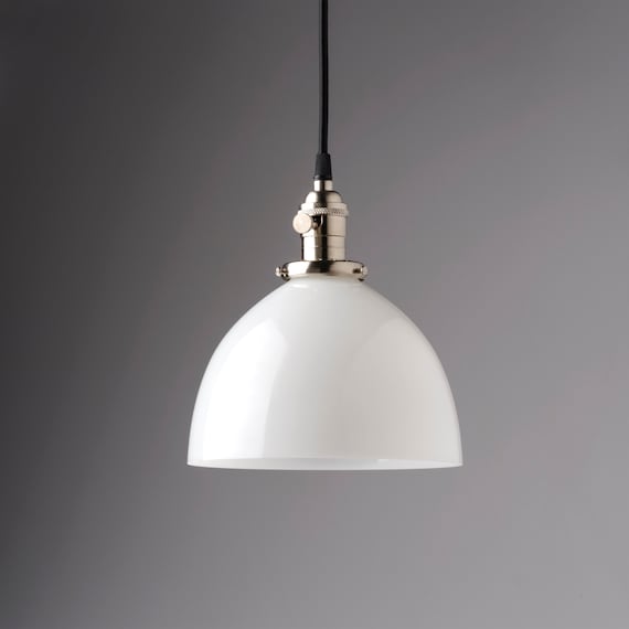 White glass shade pendant light deals