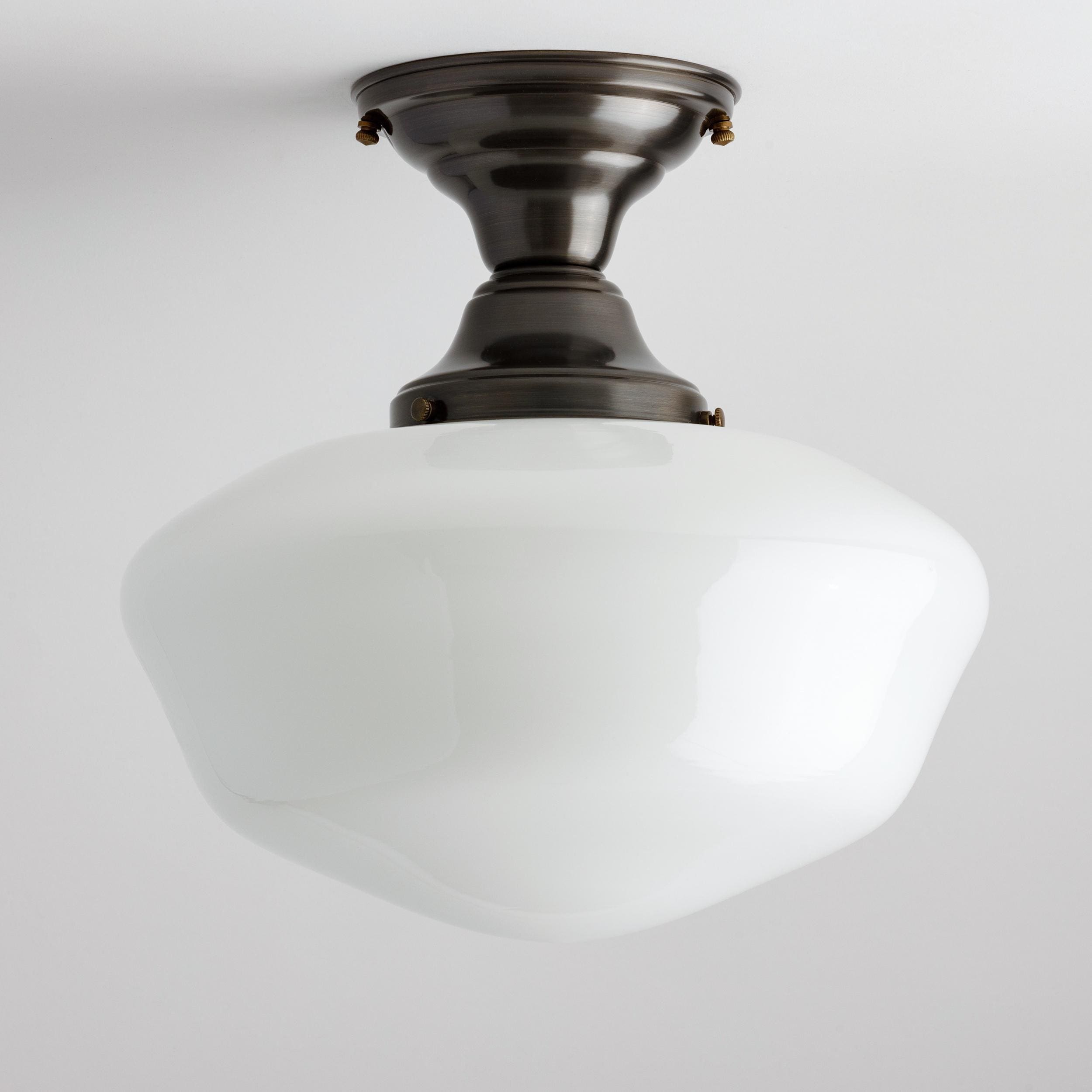 Milk Glass Schoolhouse fixture - Hand Blown Made IN USA - Semi Flush Ceiling Light - Bedroom Fixture - Living room Light